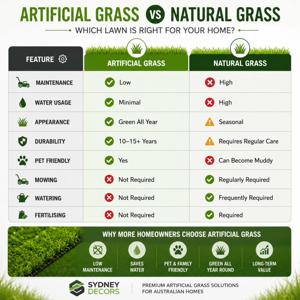 - sydneydecors.com.au Artificial vs Natural Grass Comparison Chart
